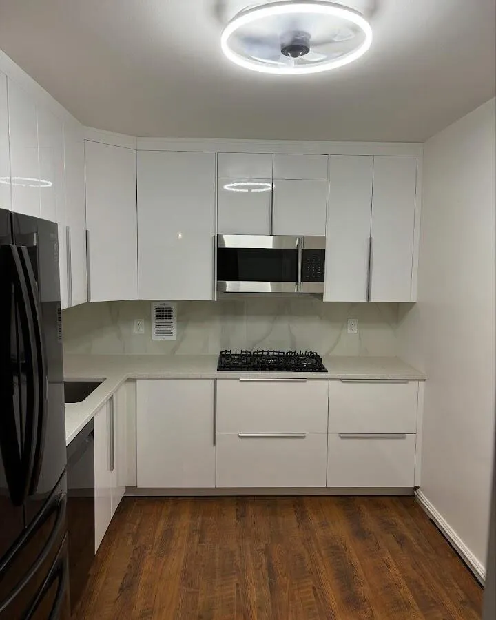 Renovated kitchen with quartz countertops in Blaine